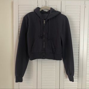 Brandy Melville Cropped Zip Up Hoodie